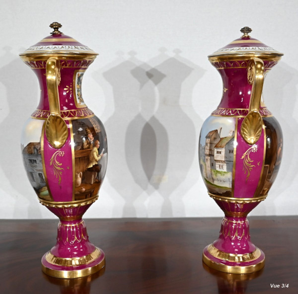 Pair of Paris Porcelain Vases - Early 20th Century