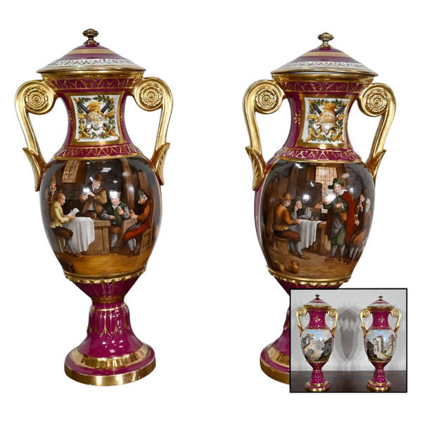 Pair of Paris Porcelain Vases - Early 20th Century