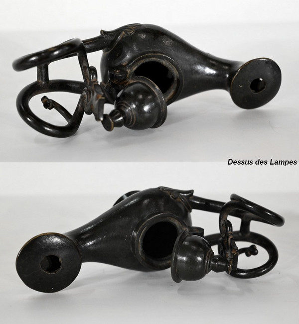 Paire de Lampes à huile en Bronze – 1900