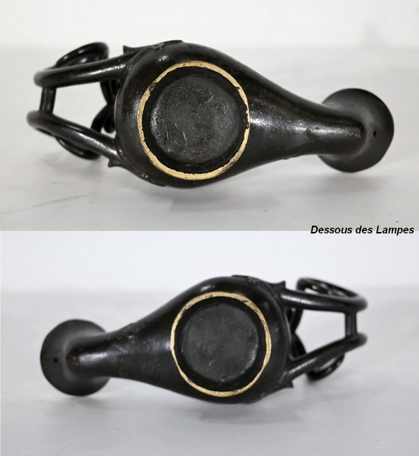 Paire de Lampes à huile en Bronze – 1900