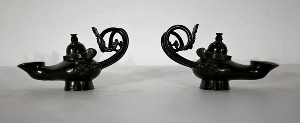 Paire de Lampes à huile en Bronze – 1900