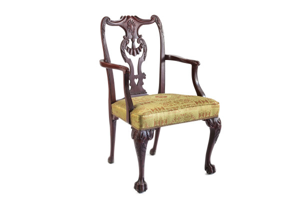 Pair Of Chippendale Style Red Lacquered Wood Armchairs, Circa 1880 - LS3049B1251