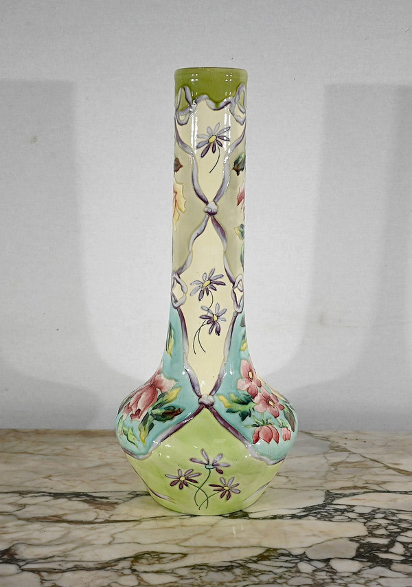Important Earthenware Vase from Longchamp, Art Nouveau - 1900s
