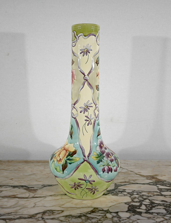 Important Earthenware Vase from Longchamp, Art Nouveau - 1900s