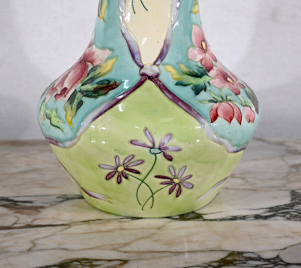 Important Earthenware Vase from Longchamp, Art Nouveau - 1900s