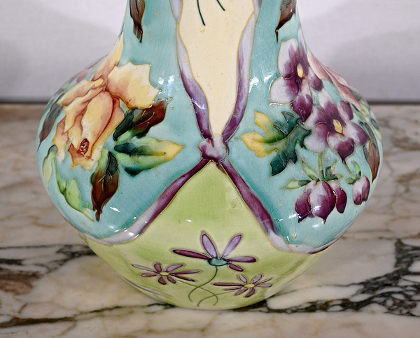 Important Earthenware Vase from Longchamp, Art Nouveau - 1900s