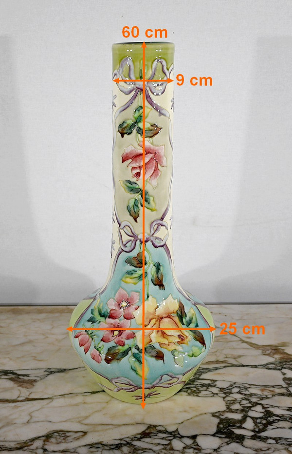 Important Earthenware Vase from Longchamp, Art Nouveau - 1900s