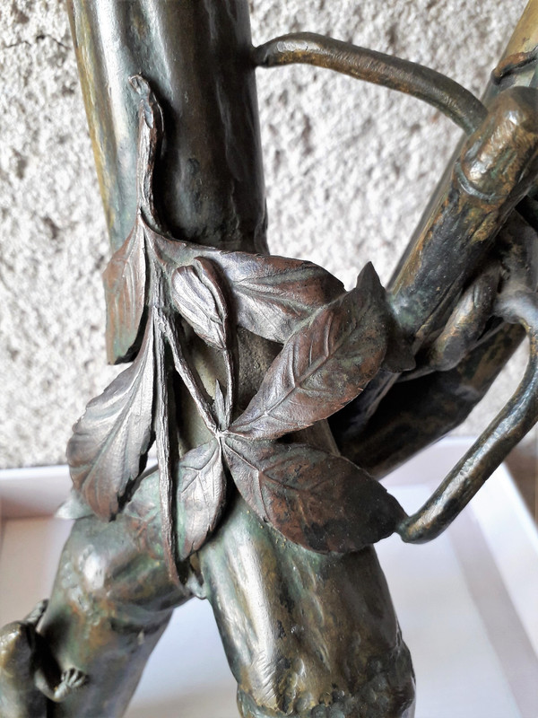 scultura in bronzo a doppio vaso