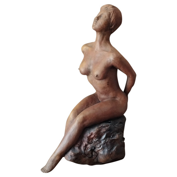 Sculpture en terre cuite patinée par S.ADAMCZYK-milieu du XXème