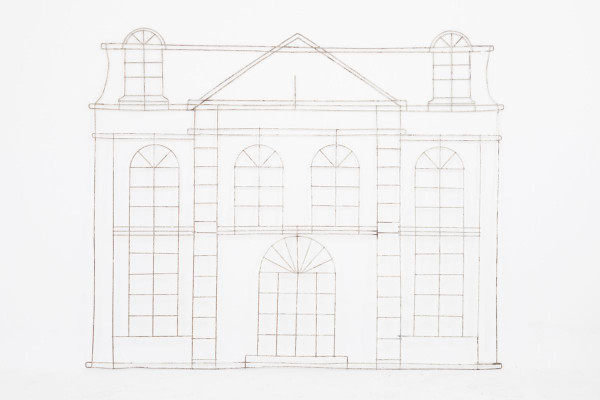 Formschnitt aus Eisen, der die Fassade eines Hauses darstellt, um 1970 – LS3738201