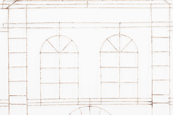 Formschnitt aus Eisen, der die Fassade eines Hauses darstellt, um 1970 – LS3738201