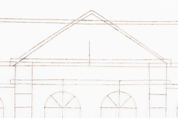 Formschnitt aus Eisen, der die Fassade eines Hauses darstellt, um 1970 – LS3738201