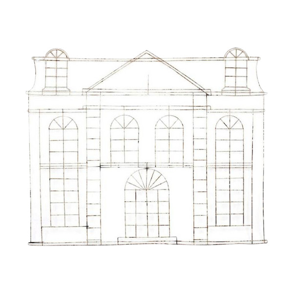 Formschnitt aus Eisen, der die Fassade eines Hauses darstellt, um 1970 – LS3738201