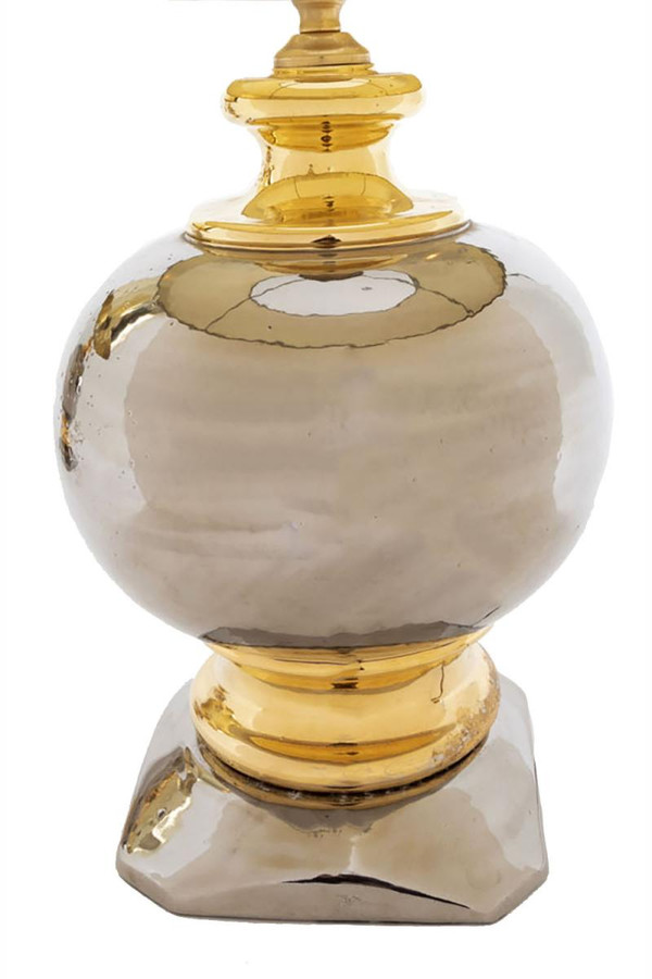 Coppia di lampade a sfera in ceramica con lustro argentato e dorato, circa 1960 - LS3297/3731/251