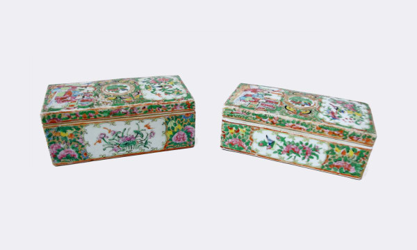 Pair Of Canton Porcelain Boxes, 1900 Period - LS2562241