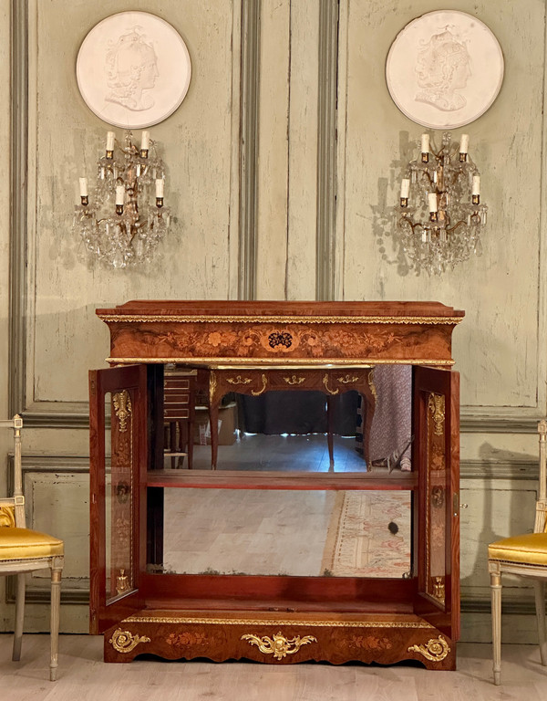 Vitrine En Marqueterie De Style Louis XIV Vers 1870