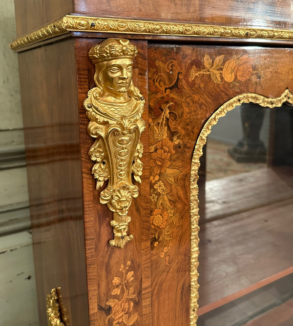 Vitrine En Marqueterie De Style Louis XIV Vers 1870