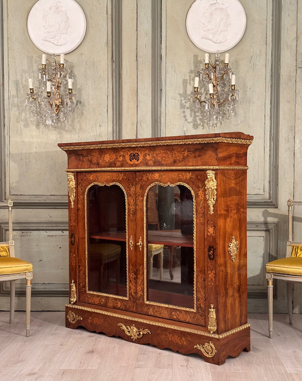 Vitrine En Marqueterie De Style Louis XIV Vers 1870