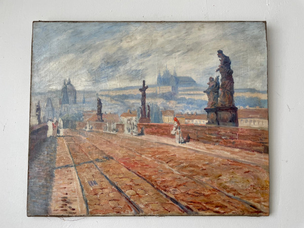 Ostschule - Die Karlsbrücke in Prag um 1900