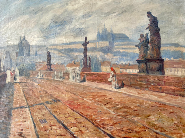 Ostschule - Die Karlsbrücke in Prag um 1900