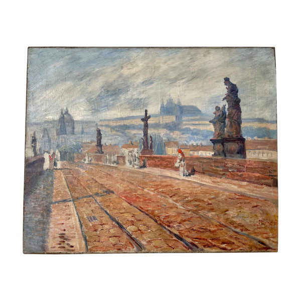 Ostschule - Die Karlsbrücke in Prag um 1900