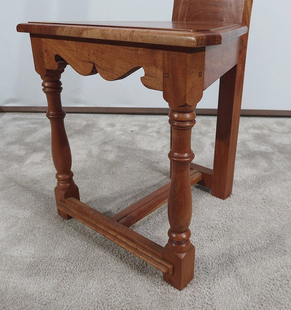 Suite of 4 Chairs in Solid Mahogany, Cathedral taste - XXth
