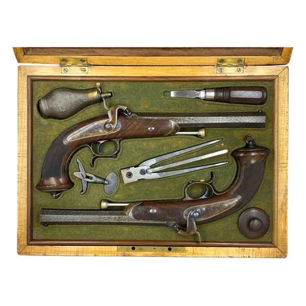 Necessary box containing a pair of Model 1833 officer pistols - Shooting price - COTTAZ example