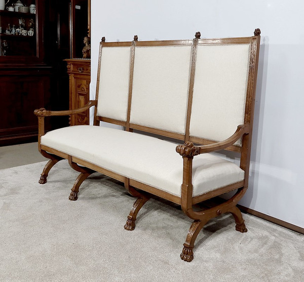 Rare Banquette en Noyer Massif, style Renaissance – Fin XIXe