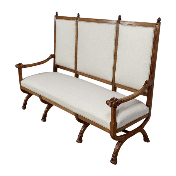 Rare Banquette en Noyer Massif, style Renaissance – Fin XIXe