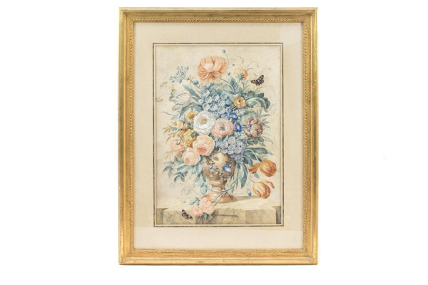 Coppia di gouaches con mazzi di fiori, fine XIX secolo - LS3555601
