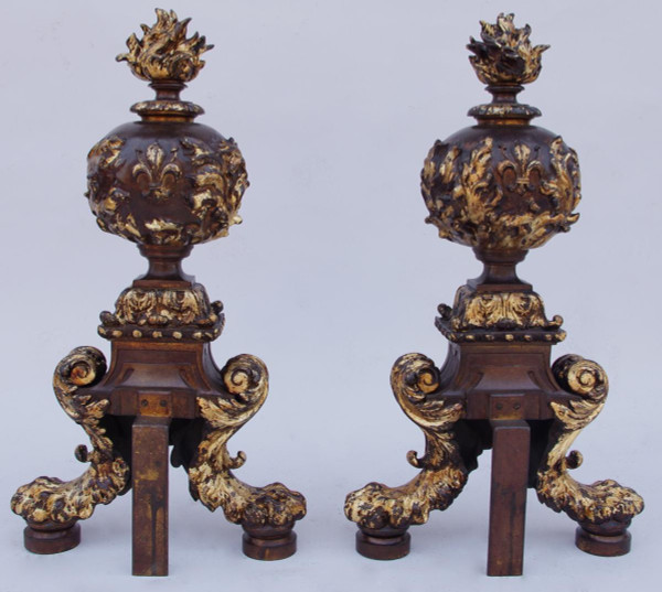 Paire De Chenets De Style Renaissance, Fin XIXème Siècle - LS2192751