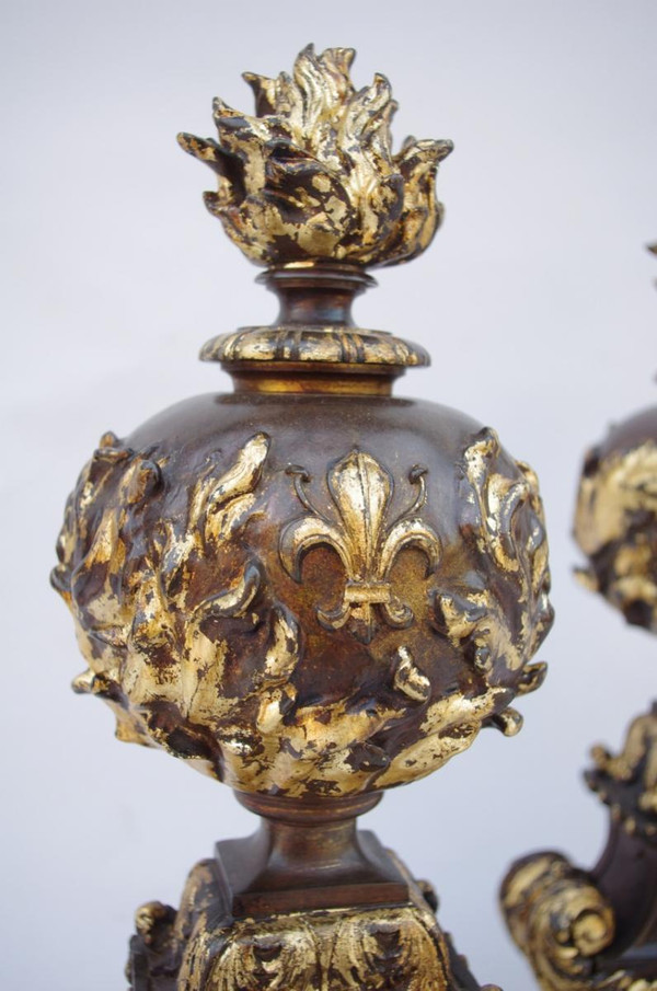Paire De Chenets De Style Renaissance, Fin XIXème Siècle - LS2192751