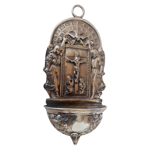 Benitier in solid silver hallmark Minerva late 19th high 12 width 5.5 depth 2.2 cm weight 48 gr