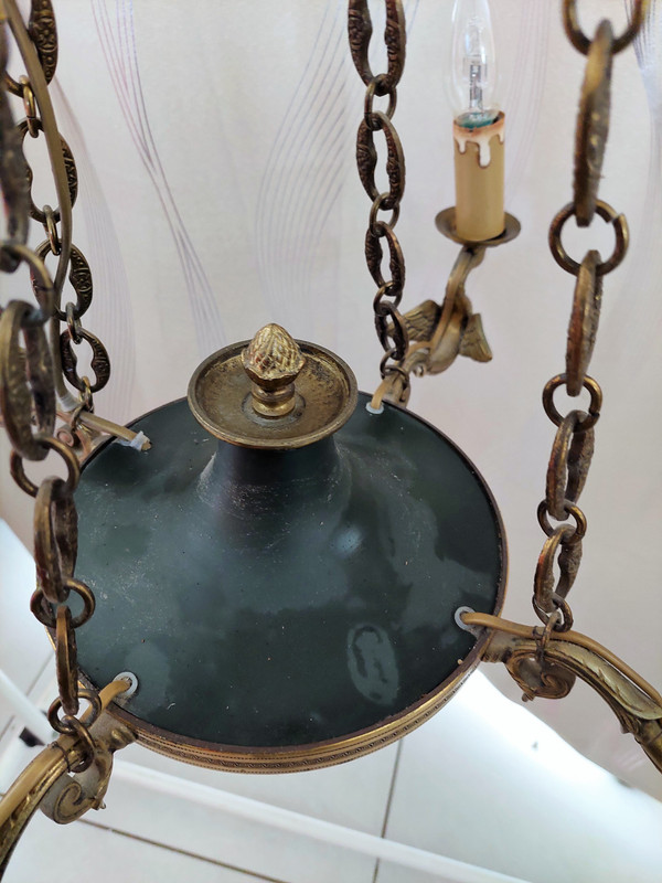 Empire style chandelier with 4 gooseneck lights diam 54 high 66 cm