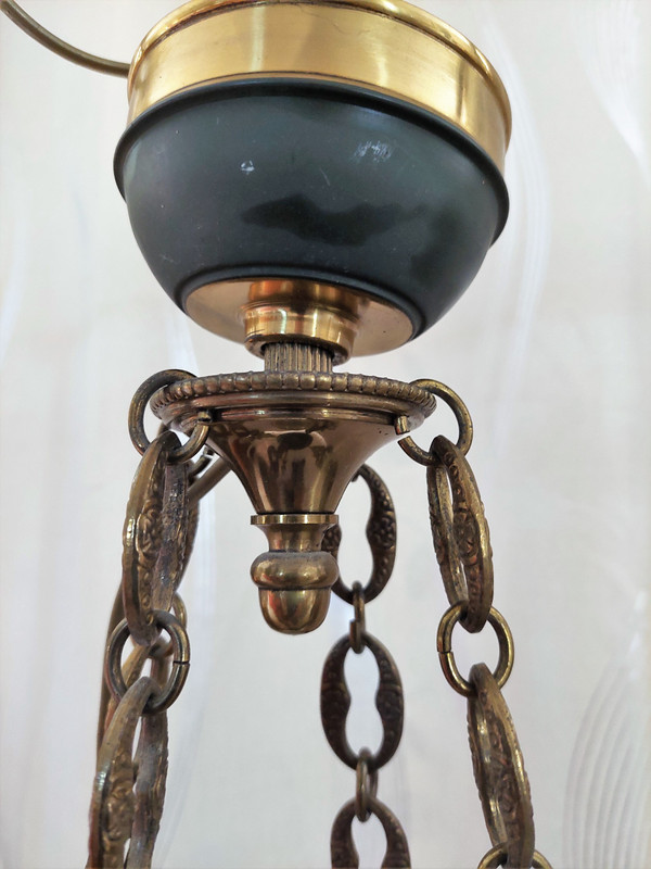 Empire style chandelier with 4 gooseneck lights diam 54 high 66 cm