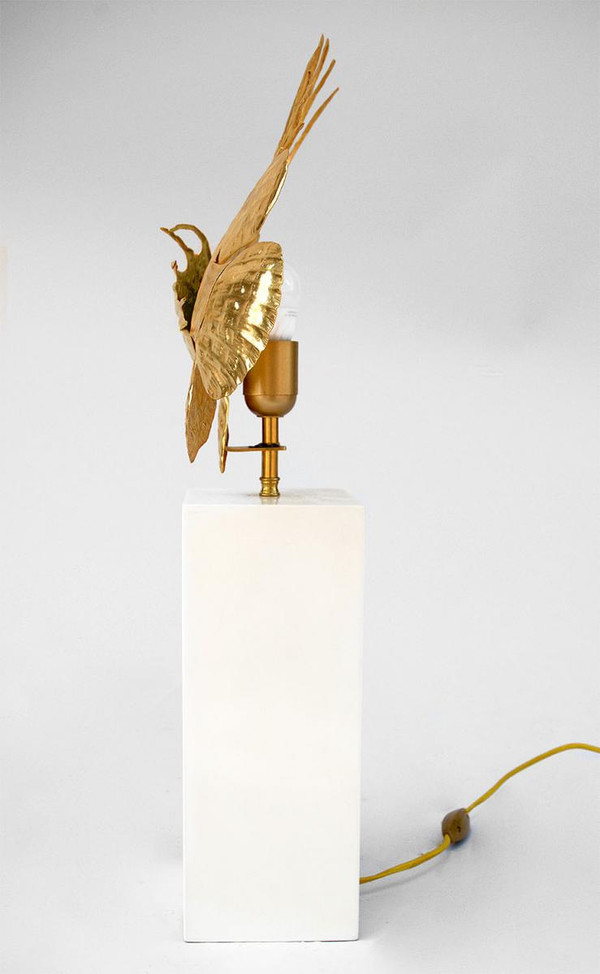 Lampe Poisson Rascasse En Laiton Doré, Circa 1950 - OP220