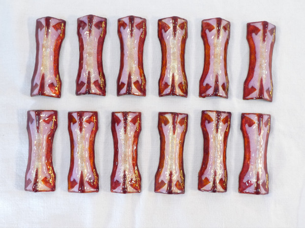 Rare 12 knife holders in LIMOGES enamels signed MARYLOU