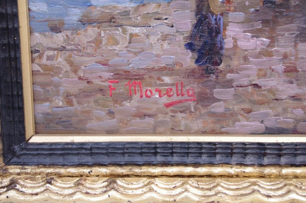 Federico Morello, « Pescatori », Huile sur panneau, XXe siècle - LS2781701