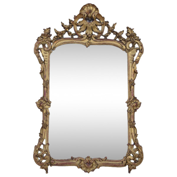 Miroir à parcloses de style Louis XV en bois doré, XIXe siècle - LS2582