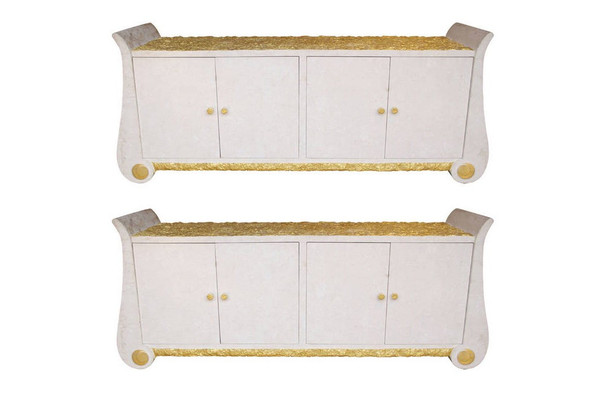 White and gold sideboard, in the Italian style, circa 1980 - LS25911601