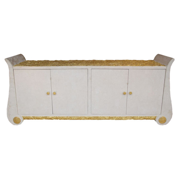 White and gold sideboard, in the Italian style, circa 1980 - LS25911601