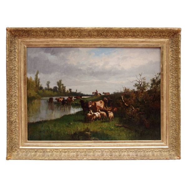 Antonio Cortes, Scène pastorale, huile sur toile, XIXème siècle - LS20311151