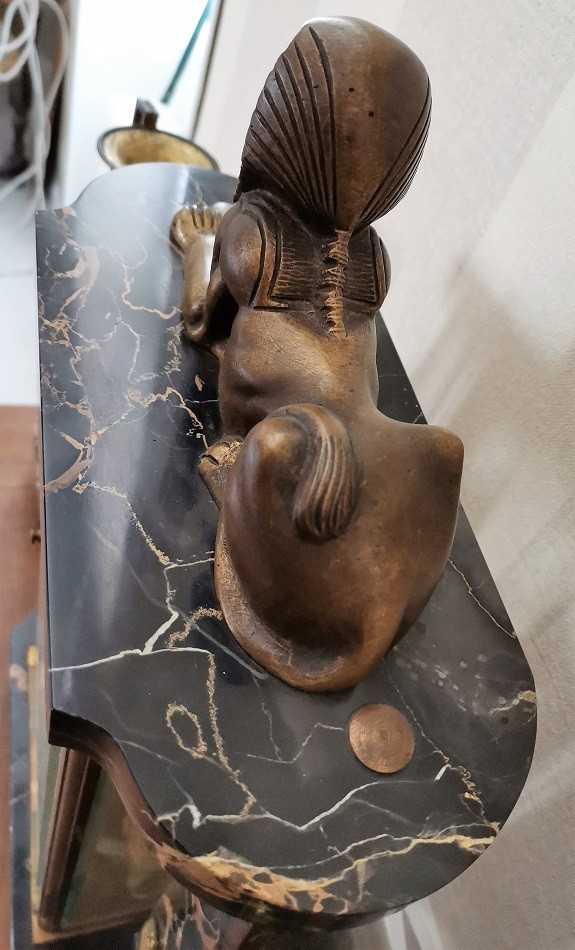 Set da camino in marmo e bronzo in stile impero