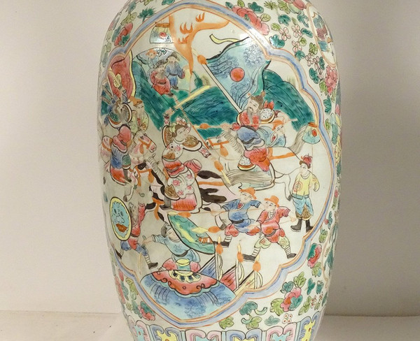 Pair of Large Chinese Porcelain Vases Tongzhi Horse Figures 19th century