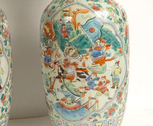Pair of Large Chinese Porcelain Vases Tongzhi Horse Figures 19th century