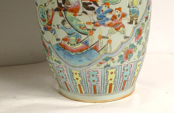 Pair of Large Chinese Porcelain Vases Tongzhi Horse Figures 19th century