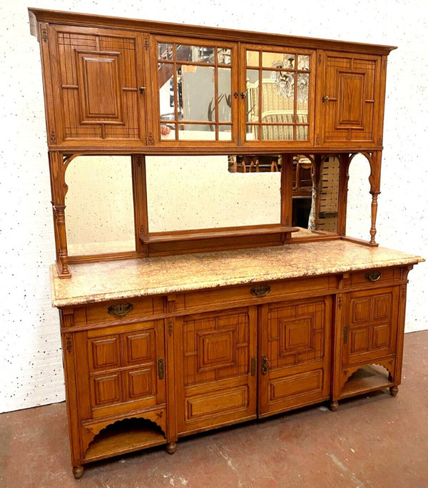 Buffet Vitrine De Style Louis XVI En Bois Massif XIX Siècle