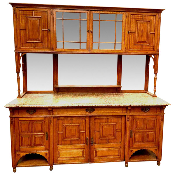 Buffet Vitrine De Style Louis XVI En Bois Massif XIX Siècle