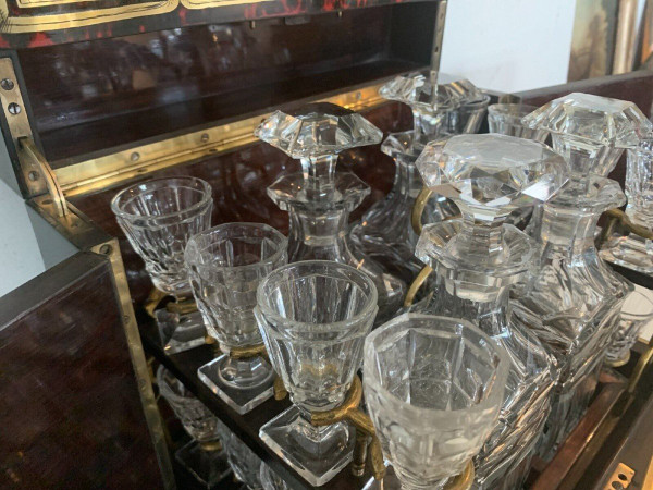 Complete Liquor Cellar In Boulle Marquetry Napoleon III Box XIX Century