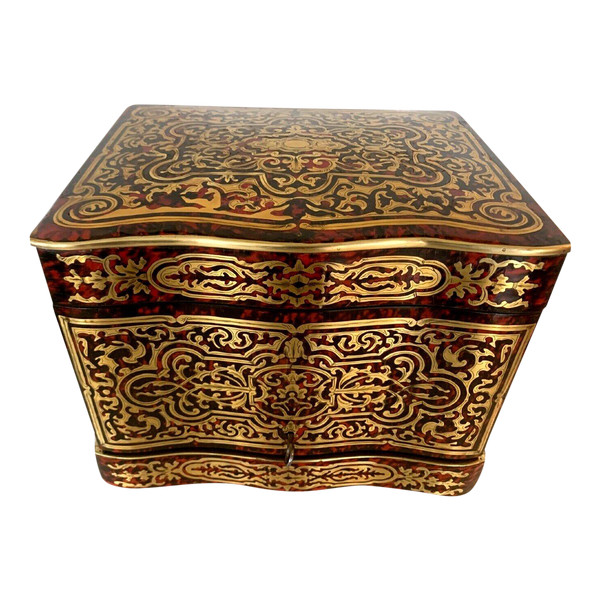 Complete Liquor Cellar In Boulle Marquetry Napoleon III Box XIX Century